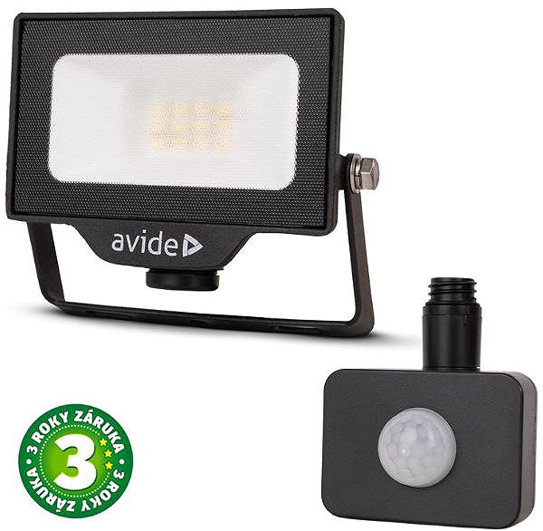 LED Reflector AVIDE Premium ultra-thin LED spotlight black 10 W 1000 lm, cold, with motion sensor ...