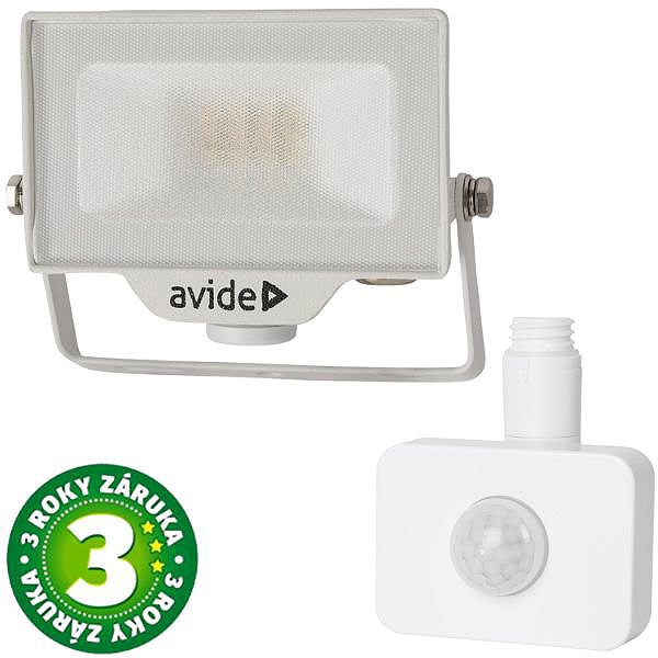 LED Reflector AVIDE Premium ultra-thin LED spotlight white 10 W 1000 lm, daytime, with motion sensor ...