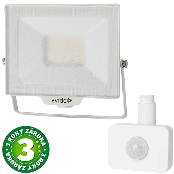 LED Reflector AVIDE Premium ultra-thin LED spotlight white 30 W 3000 lm, daytime, with motion sensor ...