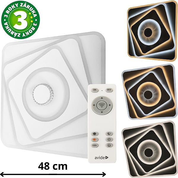 Ceiling light AVIDE Design led ceiling light Avide Ewa, 48 cm, 100 W 8250 lm CCT, remote control .