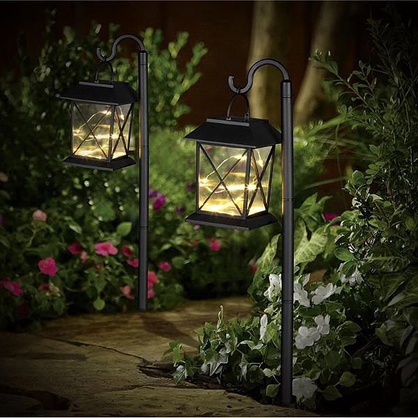 Garden lighting ENTAC Garden solar light LED lantern, 42 cm, recessed, black, warm light .