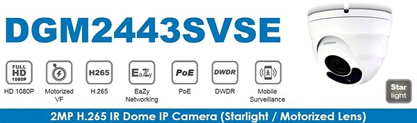 IP kamera AVTECH DGM2443SVSE – 2 Mpx Motorzoom IP Dome kamera Vlastnosti/technológia