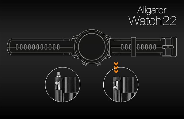 Szíj Aligator Watch 22 mm szilikon szíj - fekete ...