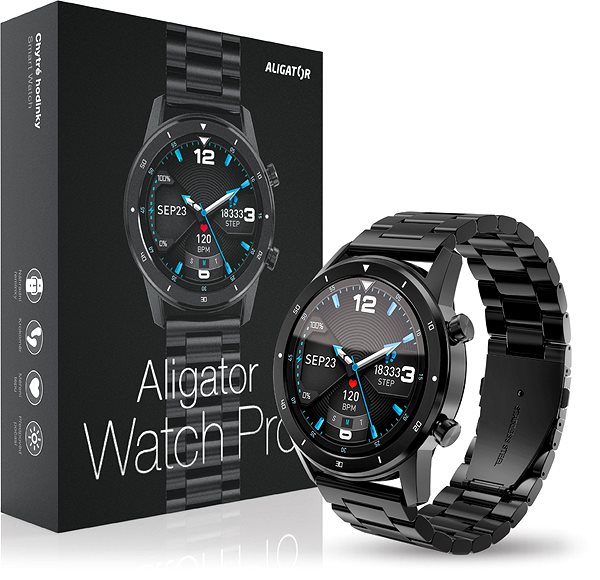 Okosóra Aligator Watch PRO (Y80), fekete Csomagolás/doboz