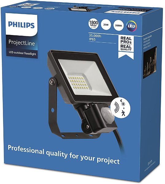 LED Reflector Philips LED waterproof headlight Projectline 20 W 3000 K sensor ...