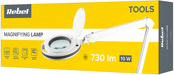 Asztali lámpa Rebel NAR0461-2 Multifunkciós lámpa nagyítóval, 5D, 10 W, 6500 K, fehér ...