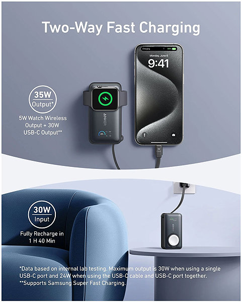 Power Bank Anker MagGo Power Bank 10K, 35W, For Apple Watch ...