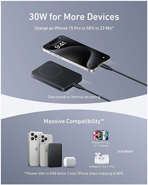 Power Bank Anker MagGo Power Bank 10K, Magnetic Wireless Black ...