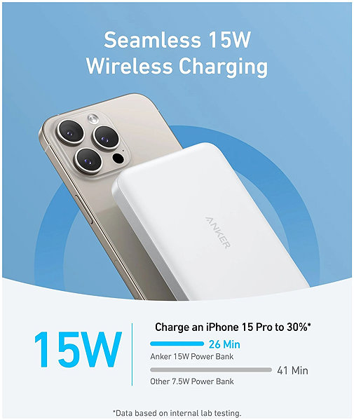 Power Bank Anker MagGo Power Bank 10K, Magnetic Wireless White ...