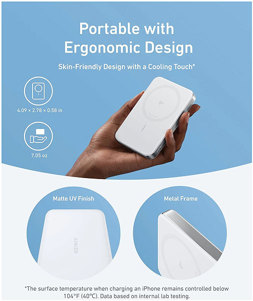 Power Bank Anker MagGo Power Bank 10K, Magnetic Wireless White ...