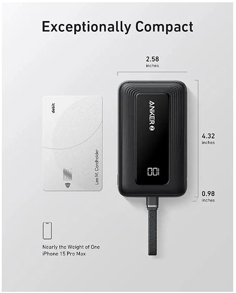 Power Bank Anker Zolo 10000 mAh, 30W with USB-C cable black ...