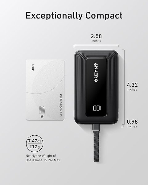 Power Bank Anker Zolo 10000 mAh, 30W with USB-C cable black ...