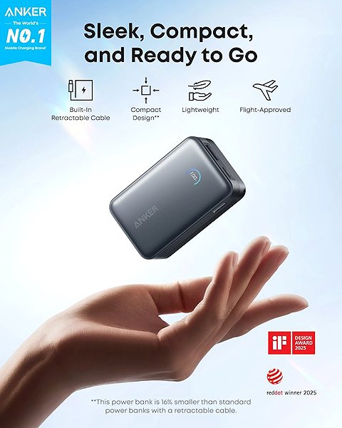 Power Bank Anker Nano 10000mAh, 45W with USB-C cable black ...