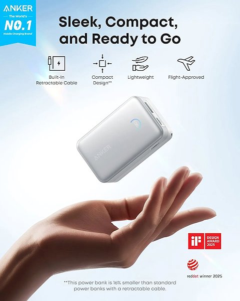 Power Bank Anker Nano 10000mAh, 45W with USB-C cable white ...