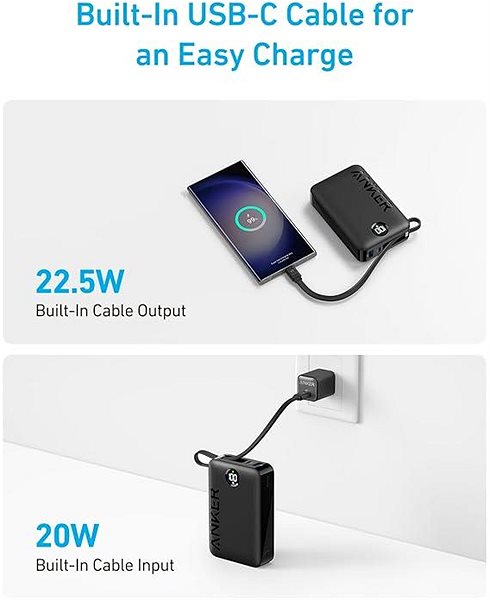 Power bank Anker 335 PowerCore 20K 22.5W, USB-C Cable ...