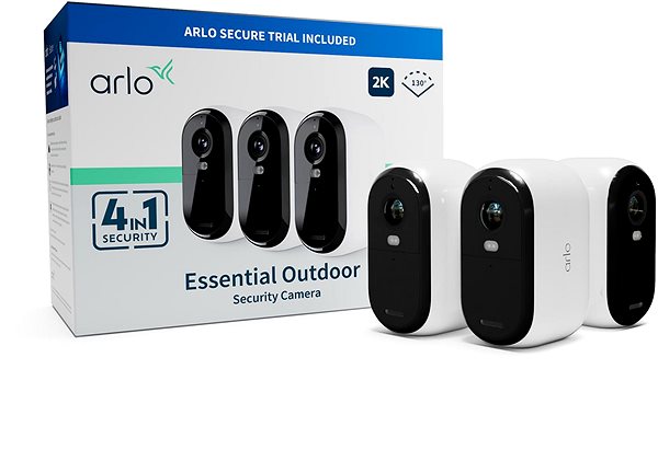 Überwachungskamera Arlo Essential Gen.2 2K Outdoor-Sicherheitskamera, 3 Stück, weiß ...