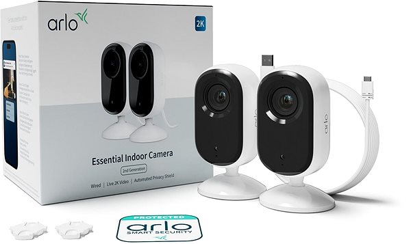Überwachungskamera Arlo Essential Gen.2 2K Indoor Sicherheitskamera, 2 Stück, weiß ...