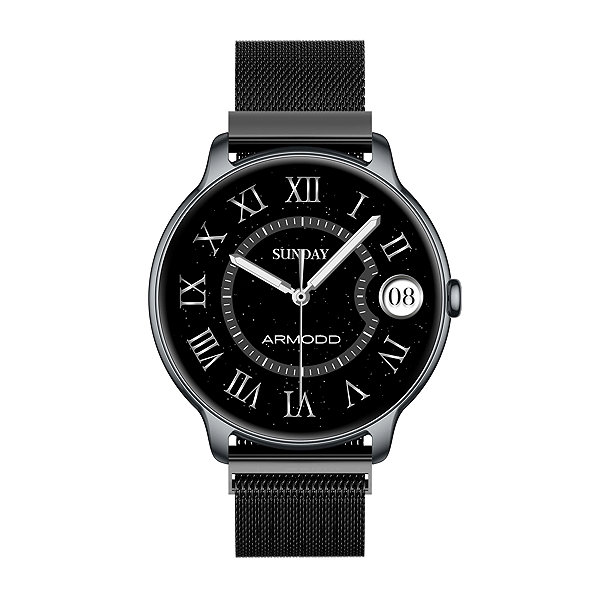 Smart Watch ARMODD Slim black with metal strap ...