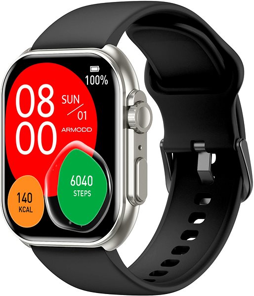 Smart Watch ARMODD Squarz 12 Ultimate titanium, metal + silicone strap ...