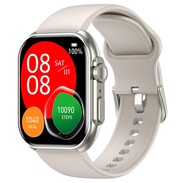 Smart Watch ARMODD Squarz 12 Ultimate titanium, cream strap ...