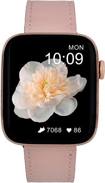 Smart Watch ARMODD Squarz 9 Pro, Gold with Pink Leather Strap + Silicone Strap Screen