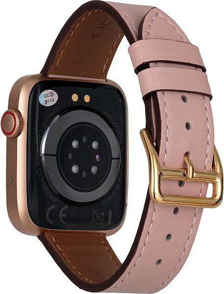 Smart Watch ARMODD Squarz 9 Pro, Gold with Pink Leather Strap + Silicone Strap Back page