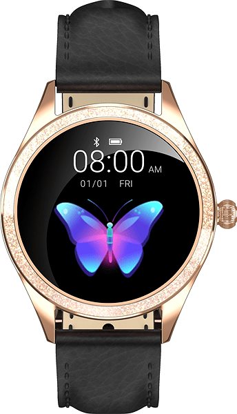 Smart Watch ARMODD Candywatch Crystal 2, Gold with Black Leather Strap Lateral view