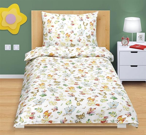 Detská posteľná bielizeň Bellatex Junior 90/007 lesné zvieratká 140 × 200 + 70 × 90 cm ...