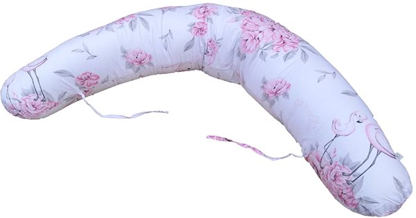 Dojčiaci vankúš COSING Sleeplease 195 cm – Pivonky s plameniakmi ružový ...