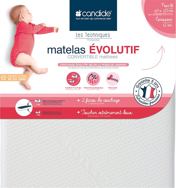 Mattress CANDIDE Evolutif Probiotic Mattress 70×140×12cm Features/technology