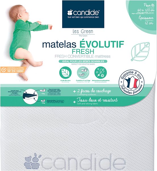 Mattress CANDIDE Mattress Evolutif Fresh 70×140×12cm Features/technology