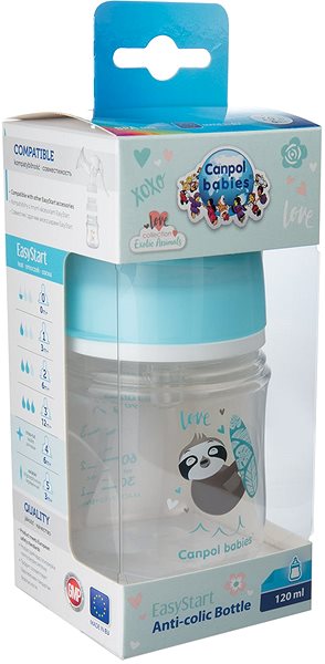Dojčenská fľaša Canpol babies EXOTIC ANIMALS 120 ml modrá Obal/škatuľka