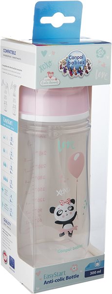 Dojčenská fľaša Canpol babies EXOTIC ANIMALS 300 ml ružová Obal/škatuľka