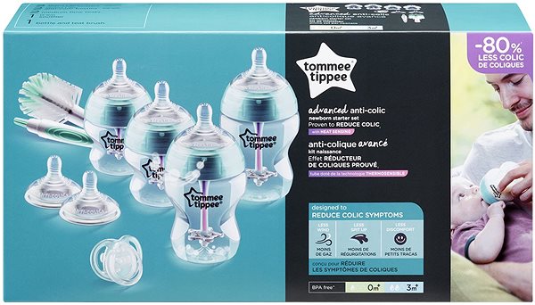 Dojčenská fľaša Tommee Tippee Sada C2N ANTI-COLIC s kefkou ...
