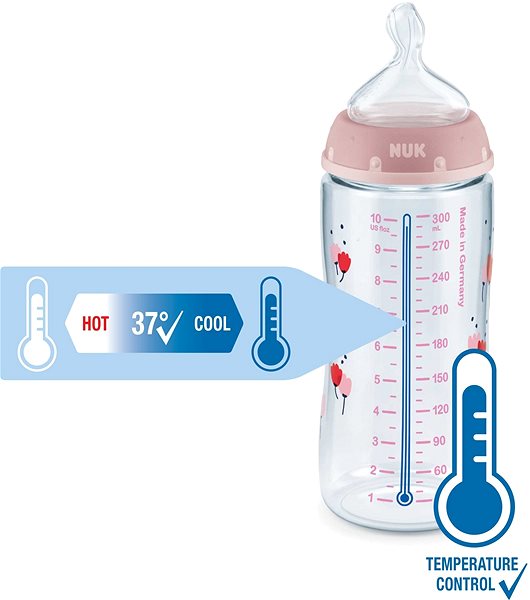 Cumisüveg NUK FC+ cumisüveg hőmérséklet-szabályozóval 150 ml rózsaszínű Jellemzők/technológia