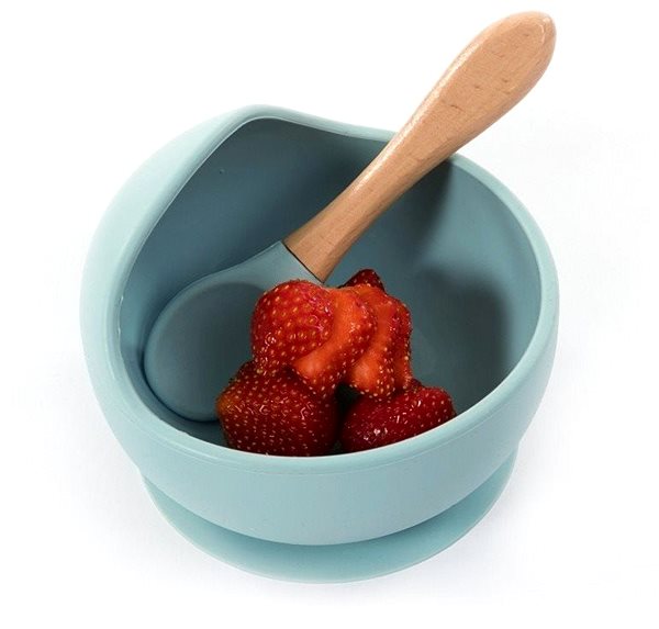 Snack Box Bo Jungle silicone bowl with suction cup and spoon - turqoise Lifestyle
