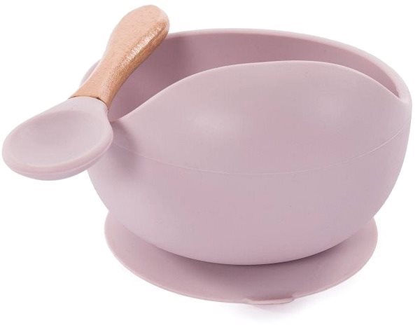 Snack Box Bo Jungle silicone bowl with suction cup and spoon - pink Lateral view
