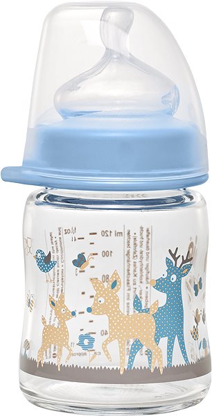 Dojčenská fľaša Nip sklenená fľaša so širokým hrdlom 120 ml dievča Screen