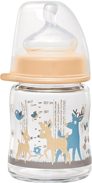 Dojčenská fľaša Nip sklenená fľaša so širokým hrdlom 120 ml chlapec ...
