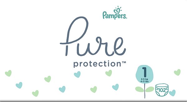 Jednorazové plienky PAMPERS Pure Protection veľkosť 1 (102 ks) Screen