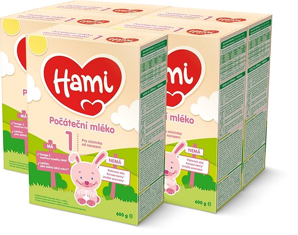 Dojčenské mlieko Hami Počiatočné dojčenské mlieko 0 m+ (5× 600 g) Obal/škatuľka