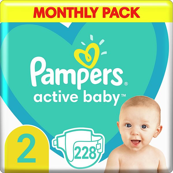 Jednorazové plienky PAMPERS Active Baby veľkosť 2 (228 ks) 4 – 8 kg Screen