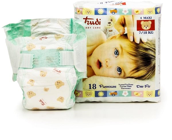 Jednorazové plienky Trudi Baby Dry Fit 00694 Perfo-Soft veľkosť Maxi 7 – 18 kg (18 ks) Screen