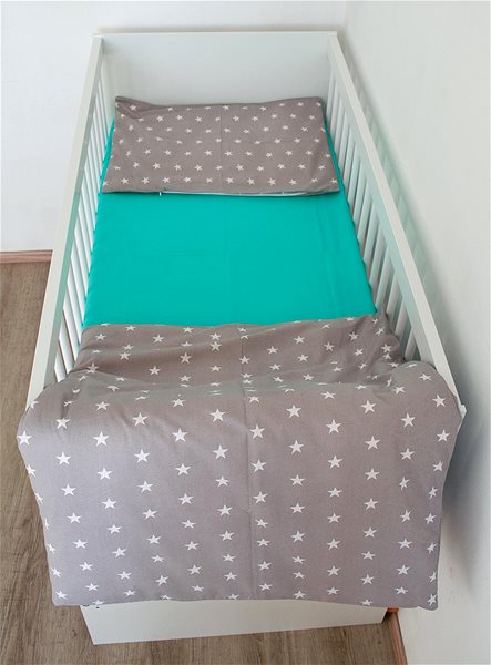 Detská posteľná bielizeň BabyTýpka 3-dielna sada obliečok – Stars mentol ...