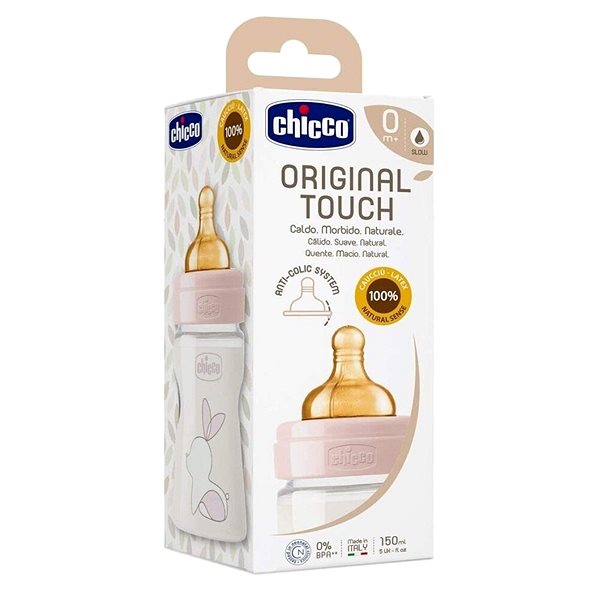 Dojčenská fľaša Chicco Original Touch latex, 150 ml – dievča Obal/škatuľka