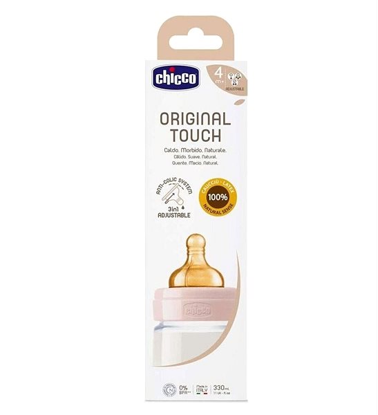 Dojčenská fľaša Chicco Original Touch latex, 330 ml – dievča Obal/škatuľka