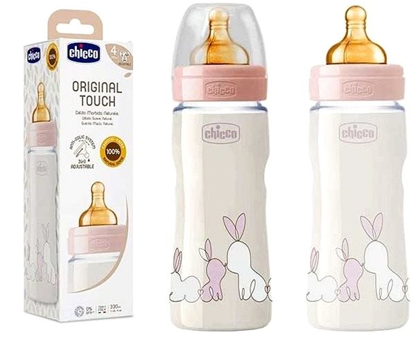 Dojčenská fľaša Chicco Original Touch latex, 330 ml – dievča Lifestyle