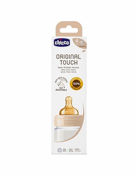 Dojčenská fľaša Chicco Original Touch latex, 330 ml – neutral Obal/škatuľka