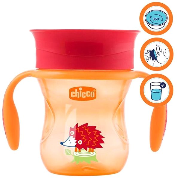 Tanulópohár Chicco pohár Perfect 360 fogantyúval 200 ml, narancssárga 12 m+ ...