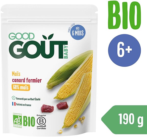 Bébiétel Good Gout BIO kukorica kacsahússal (190 g) ...